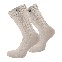 Effeet 1 Paar Kurze Trachtensocken für Herren und Damen mit Edelweiß-Pin, perfekte Trachtenstrümpfe für das Oktoberfest 43-46