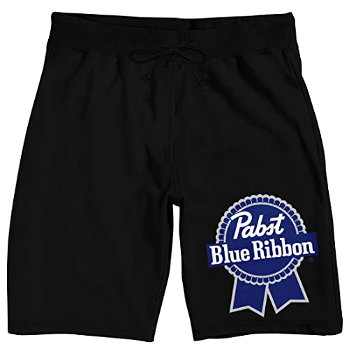 Pabst Blue Ribbon Label Men's Black Sleep Pajama Shorts