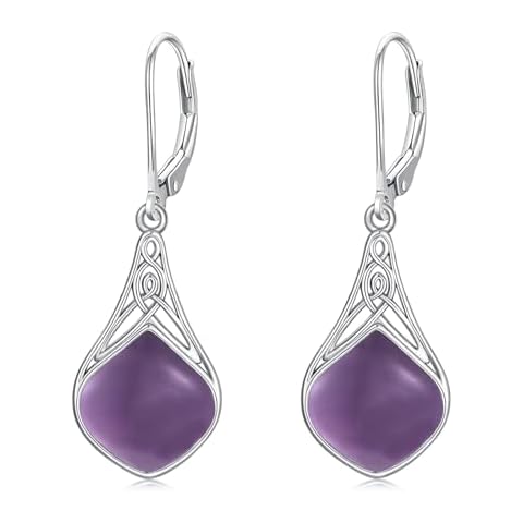 Seiyang Teardrop Earrings Sterling Silver Celtic Amethyst Drop Earrings Jewelry Gifts for Women Cover