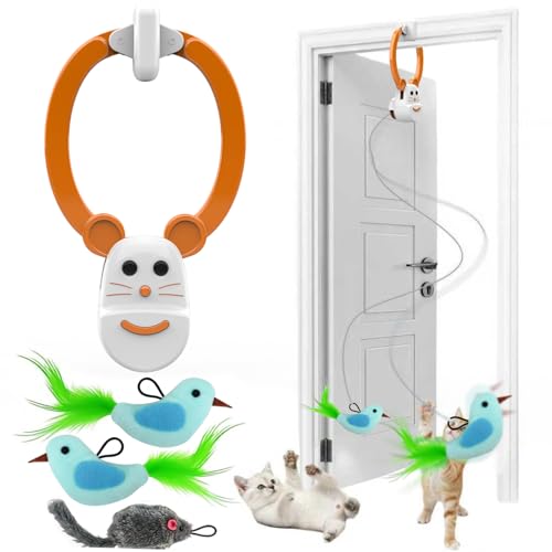 Image of Interactive Cat Toys for Indoor Cats, Automatic Flying Bird Feather Wand Toy for Chase Exercise Enrichment, Rechargeable Durable Safe Hanging Cat Toy for Bored Kittens & Adult Cats