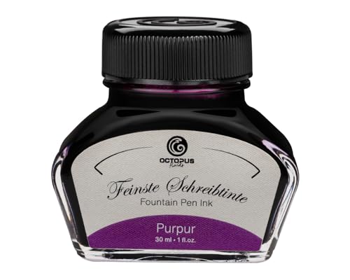 Octopus Fluids Fountain Pen Ink - Purple 30ml Glass Inkpot for Writing and Calligraphy