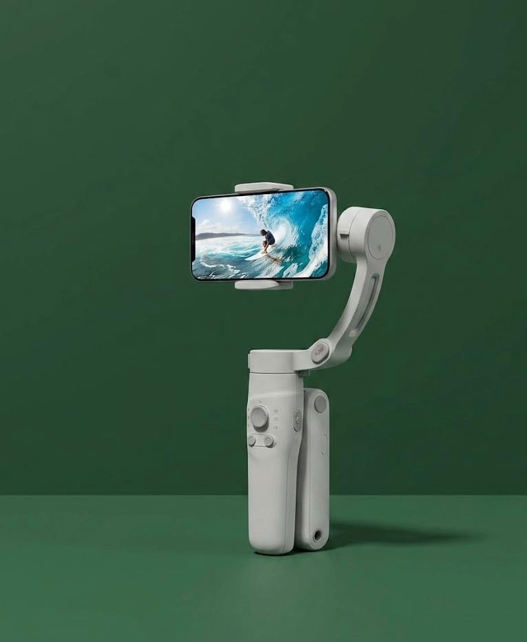 M1 3-Axis Smartphone Gimbal Stabilizer Grey | Handheld Mobile Gimbal with Anti Shake Technology | Object Tracking Face Tracking | Ideal for Vlogging Reels YouTube Travel Videos