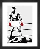 Muhammad Ali 1art1 Poster Kunstdruck Bild und MDF-Rahmen - Die Boxhandschuhe des Siegers (50 x 40cm)