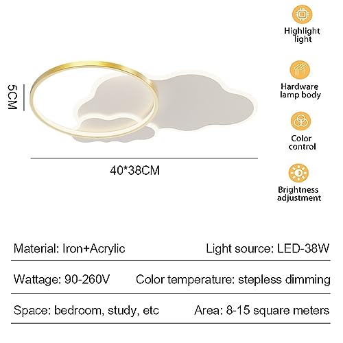 Plafonnier LED doré 38W moderne à intensité variable avec télécommande - 3