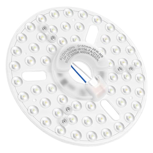 ZestEcho Kit de Repuestos de Ventiladores de Techo LED 24W, Panel LED Magnético 6.3 Pulgadas, 3 Temperaturas de Color (3000K/4000K/6000K) con Memoria, Luz Techo LED para Dormitorio y Salón, 230V