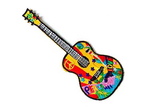 TH Peace Guitar Hippie Guitar Music Lovers Logo Embroidered Sew on Iron on Patch for Backpacks Jeans Clothing Costume - Les Beatles, Paul McCartney, John Lennon, RIngo Starr, George Harrison TH Peace Guitar Hippie Guitar Music Lovers Logo Embroidered Sew on Iron on Patch for Backpacks Jeans Clothing Costume