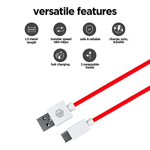 Image of Nu Republic Blaze Hypersonic 50W USB Type C Cable 3.5 A 1 m Supports All Fast Charging Technologies (Compatible with Mobile, Tablet, Laptop, Speakers, Red, One Cable)