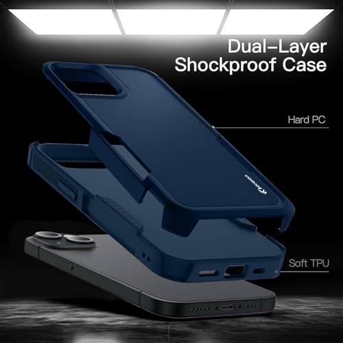 Image of KARWAN Shockproof Back Case Cover Compatible with iPhone 14 Pro Max, Heavy Duty Case with 360 Degree Camera Protection, Dual Layer Rugged Bumper Protection Cover with Matte Finish (Blue)