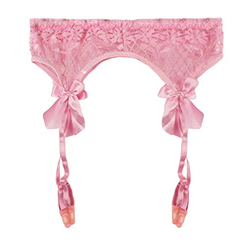 Preisvergleich Produktbild Bonarty Strapsgürtel Strapshalter Strumpfhalter Strapse Dessous mit verstellbarem Hosenträgergurt - Rosa, onesize