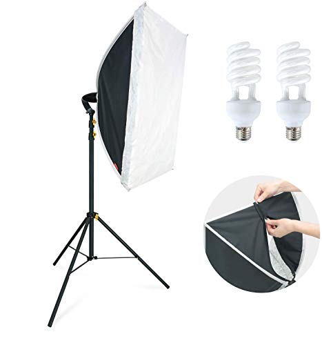 Image of LINCO Lincostore Studio Lighting Photography Light Equipment Continuous Photo Softbox Kit 20x28 Inch with 2 Professional Portrait Bulb for Filming Video AM269