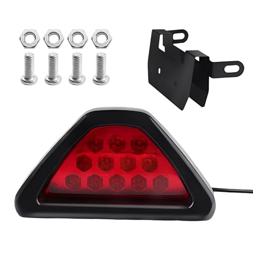 Lxsloet Car F1 Style Brake Light, Waterproof Auto Fog Rear Tail Third Brake Light, 12V Triangular Brake Flashing Warning Light with 12 LED, Universal Car Motorcycle Truck Accessories for Safety Stop