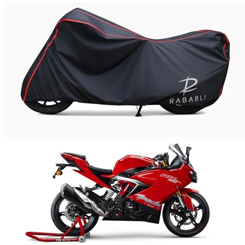 Image of Waterproof Bike Body Cover Compatible for | TVS Apache RR 310 | Taffeta Fabric, Red Piping Design, Bottom Elastic Fit | Dustproof, Sun UV & Rain Protection for All Bikes