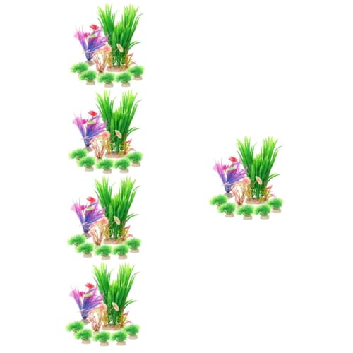 Mipcase 5 Ensembles Décoration D'Aquarium Décorations D'Aquarium Grandes Et Grandes Plantes D'Aquarium Fournitures D'Aquarium en Plastique 8 pièces * 5