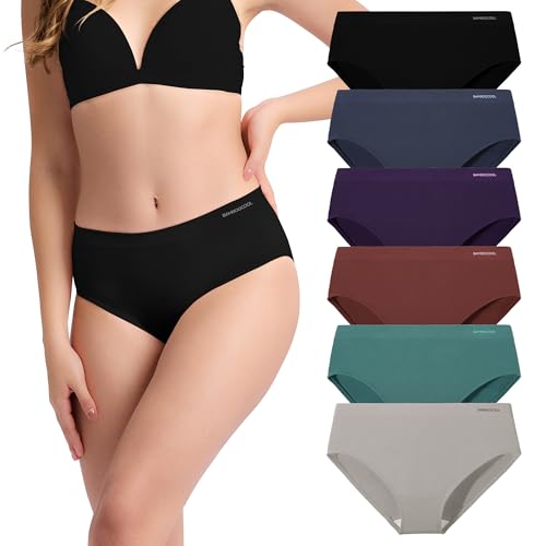 Women's Underwear Bamboo Bikini Panties Moisture-Wicking Hipter Seamless Stretchy Briefs Breathable...