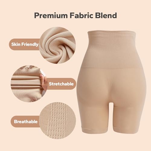 Shapewear Shorts for Women, High Waisted Body Shaper Shorts, Tummy Control, Butt Lifter, Seamless Compression4