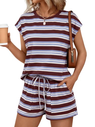 Image of AUTOMET Womens 2 Piece Summer Matching Lounge Short Sets with Pockets