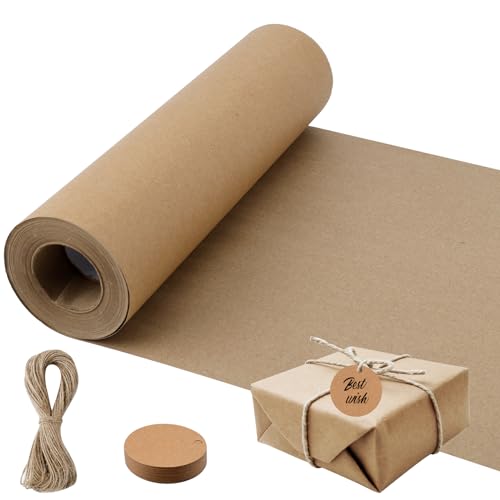 {Papel de Regalo Marron Papel ELICNA PAPEL KRAFT ROLLO,30mx30cm Brown Kraft Paper Wrapping Paper Christmas Papel Kraft de Regalo Papel Reciclable Perfecto...