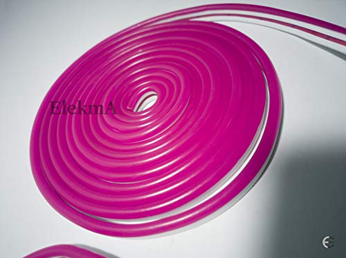 Image of ElekmA 12 Volt DC NEON Led Rope 120 LEDs /Meter For Indoor /Outdoor Decoration Silicon Flexible LED Strip /Rope Neon Light Rope, Waterproof Outdoor Flexible Light with 12 Volt Supply, Silicone Light for Diwali, Christmas, | 120LED /M | 5 Metre | 12 Volt DC | (Pink)
