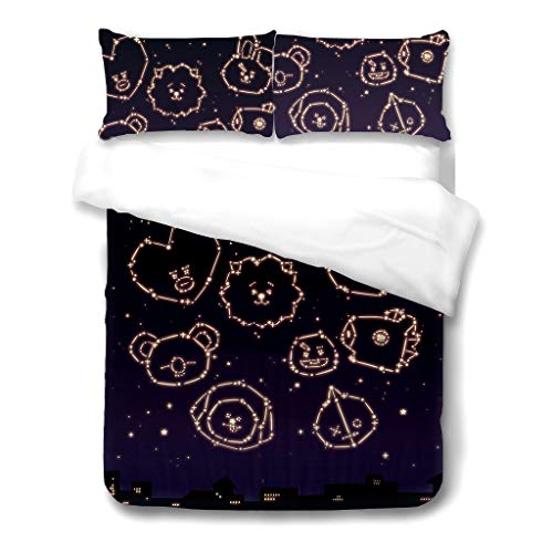 Goplnma -Line Friends BT21 - Ropa de cama BTS, funda nórdica de Bangtan Boys con funda de almohada BTS para A.R.M.Y, impresión 3DD, multicolor (135 x 200 cm, 11) Cover