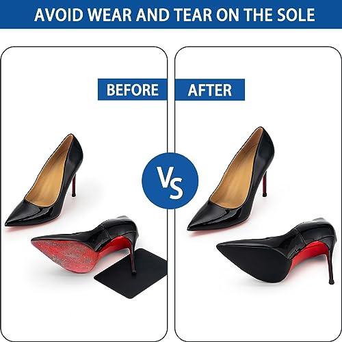 Image of GADEBAO Shoe Sole Protector, 4 Pcs Self Adhesive Shoe Bottom Protector for High Heels, Silicone Anti Slip Shoe Grips on Bottom of Shoes, Non Slip Pads for Shoes (Medium, 6 inch by 4 inch, Black)
