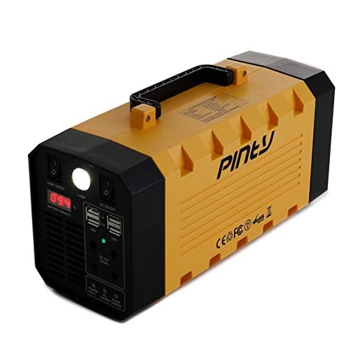 Pinty Portable Uninterrupted Power Supply 300W, UPS Battery Backup, Rechargeable Generator Power Source with AC Inverter, USB, DC 12V Outputs for Outdoors and Indoors (300W, Yellow)
