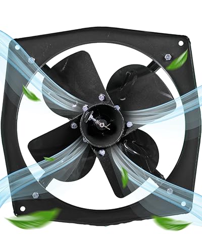 Almonard Exhaust Fan 9 Inch (225mm) - Air Vent Home & Kitchen With 4 Leaf Blades, 1400 RPM, Motor Capacitor, & Dual Ball Bearings - Powerful Suction, 