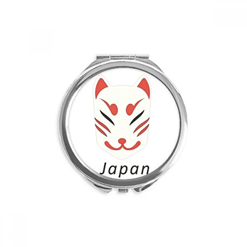 Espejo de bolsillo de zorro japonés portátil y redondo para retoques de mano