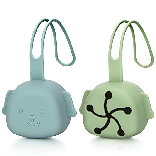 Image of BABYSUN Pacifier Clip for Boys Baby Girls 2 in 1 Silicone Pacifier Holder Clips and Teething Binky Clips with One Piece Design, Gift for Baby Shower, Birthday and Christmas (Style D)