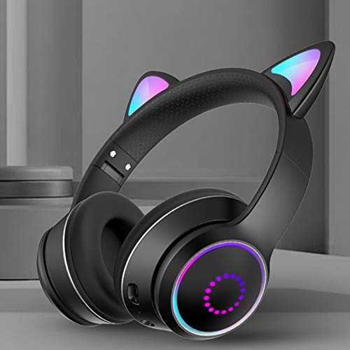 POHOVE Wireless Bluetooth Cat Ear Headphones with 3 Colours LED Dazzle Light On-Ear Stereo Headset, Foldable and… - Image 4