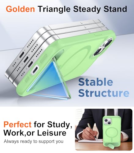 Image of Magnetic Compatible with iPhone 14 Case /iPhone 13 Case,[Built-in Invisible Kickstand][Compatible with MagSafe][Military Grade Shockproof] Slim Translucent Matte Phone Case for iPhone 14 /13 6.1 inch