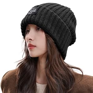 [SIVAN] ニット帽 メンズ レディース 冬 防寒 【大きサイズに最適な選択！】 【極厚の毛糸で断熱性 伸縮性・抗菌防臭】 厚手 暖かい 伸縮性 小顔効果 肌に優しい ニット帽子 防寒ニット帽 帽子 無地 通勤 通学 男女兼用 フリーサイズ (JP, アルファベット, Free Size, ブラック)" 
