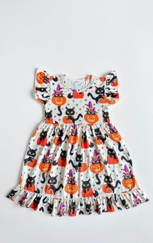 Halloween/Thanksgiving Toddler Girls Dress Pumpkin Dresses Flutter Sleeve Dress4