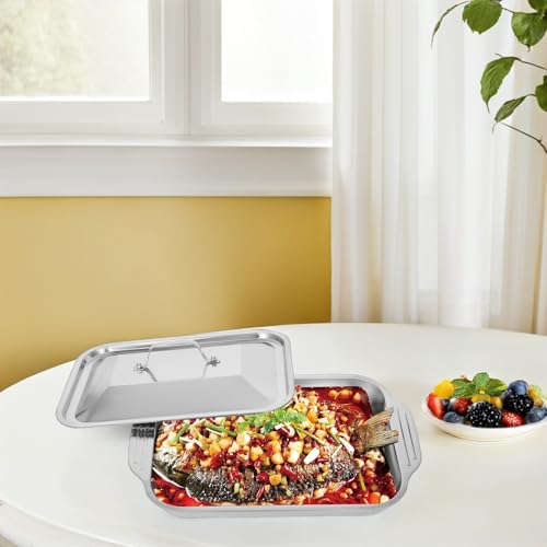 Bandeja para asar pescado en casa con diseño rectangular hondo 6