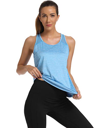 Image of Aeuui Womens Workout Tops for Women Racerback Tank Tops Mesh Yoga Shirts Athletic Running Tank Tops Sleeveless Gym Clothes