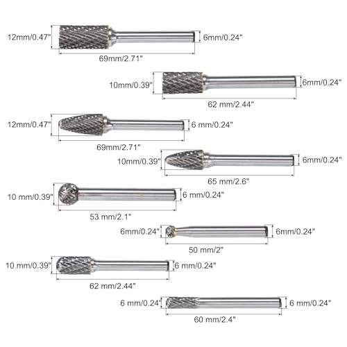 Fresas rotativas de carburo de tungsteno 8 pcs miniatura 2