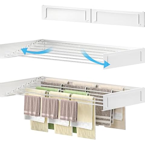 Homeart Wall Mounted Drying Rack - Retractable and Space Saving Cover