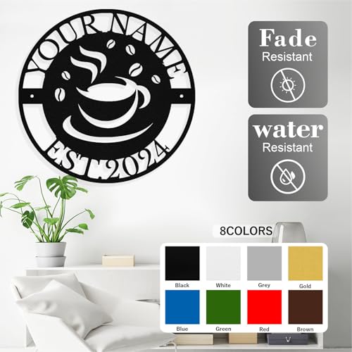 Image of Personalized Coffee Metal Sign, Custom Coffee Bar Signs, Custom Name Signs for Cafe Station, Coffee Wall Art Decor for Kitchen, Cafe Shop Decor, Cafe Lover Gift