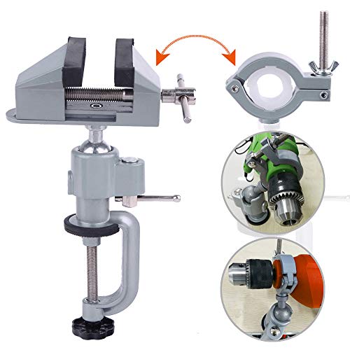 TOYOTERU 360° Bench Clamp Vises Grinder Holder Drill Stand for Rotary Tool,Craft,Model Building,Electronics,Hobby and Jewelry Making and Metal Work