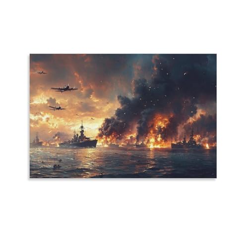 BNCEDJK Pearl Harbor Poster sur toile Motif attaque aérienne 40 x 60 cm