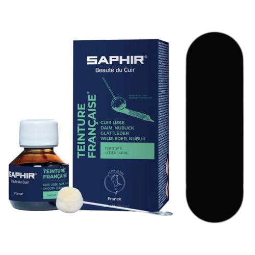 TEINTURE FRANCAISE Cuir Liquide Saphir (50 ml (bases spéciales) NOIR PROFOND 100)