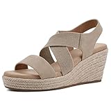 WHITE MOUNTAIN Women's Yanda Espadrille Platform Sandal, Sand/Fabric, 8.5 M