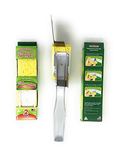 Arrow Dish Sponge With Soap Dispenser Handle And 4 Refill Sponges - Fillable Dish Wand For Quick, Convenient Cleaning - Made In The Usa - Easy To Refill, Built-In Scrubber, Ideal For Dishes And Pans #TOP2