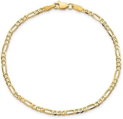 SHOP WGS 14K Solid Yellow Gold Figaro Bracelet for Women & Men