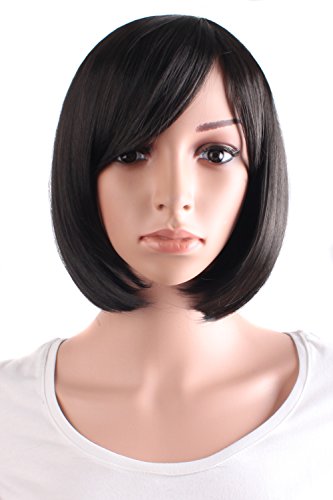 MapofBeauty 30 cm/12 Inch Side Bangs Synthetic Straight Short Bob