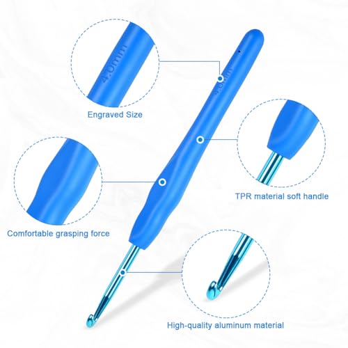 Miniatura 3 de Hotut Agujas Crochet,9pcs 9 Tamaños Agujas De Ganchillo Con Ergonómico Suave Antideslizante Mangos De Silicona,Agujas De Ganchillo Y Marcadores,Ganchillo Set,Kit Conjunto Agujas De Ganchillos