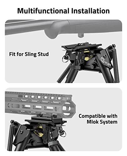 Cvlife Carbon Fiber Rifle Bipod, Bipods For Rifles Pivot Tilt Bipod With Adapter Compatible With M-Rail Bipod For Rifle Stability And Target Shooting #TOP1