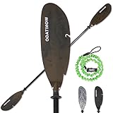 WONITAGO Angler Kayak Paddles Aluminum Paddle with Plastic Blades and Paddle Leash, Floating Adjustable Fishing Kayak Oars, 3 Piece, 230-250cm/90-98 inch Brown