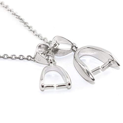 Heyous 2Pcs 925 Sterling Silver Pendant Accessories Jade Pendant Buckle Pinch Clasp For Necklace Diy Jewelry Craft Making 14Mm #TOP2