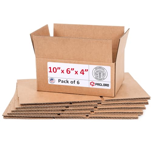 Image of Small Cardboard Boxes 10 inchL x 6 inchW x 4 inchH (Pack of 6) - USA-Made Packing Boxes for Moving, Shipping, or Storage - USPS, UPS, FedEx Approved - Professional Packing Supplies for Moving