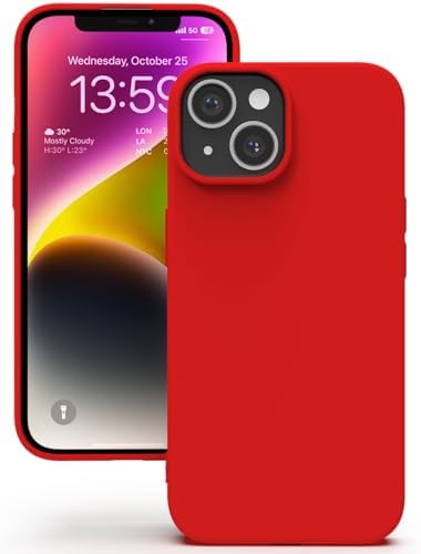 YATWIN Hülle für iPhone 13 Mini, Silikon Handyhülle mit Futter, 1mm Kamera und Displayschutz, Dünn & Leicht, Anti Kratzer Case, Rot
